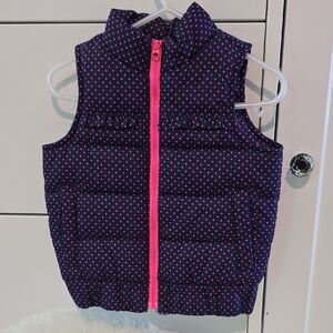 OshKosh B'gosh Navy and Pink Polka Dot Puffer Vest